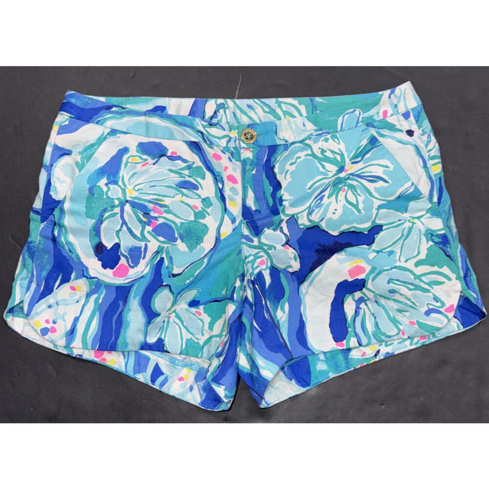 Lilly Pulitzer Shorts Womens Size 2 The Callahan Pink Blue Green Floral Cotton - Picture 3 of 11